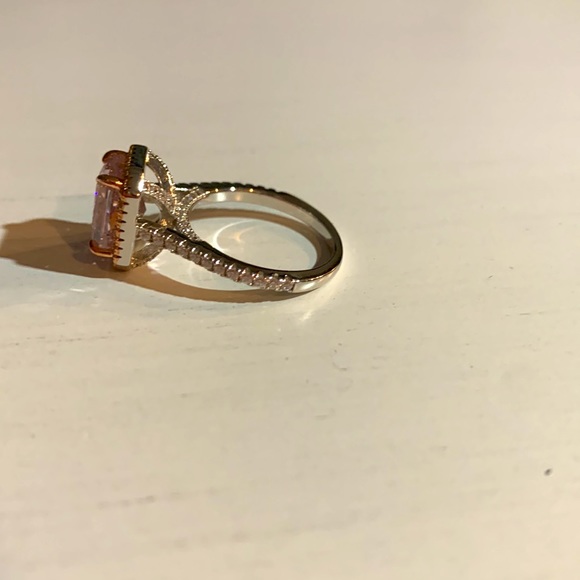 Luxurious Pink Sapphire Halo Radiant Cut Engagement Ring Maxine Sz 5 - Picture 8 of 16